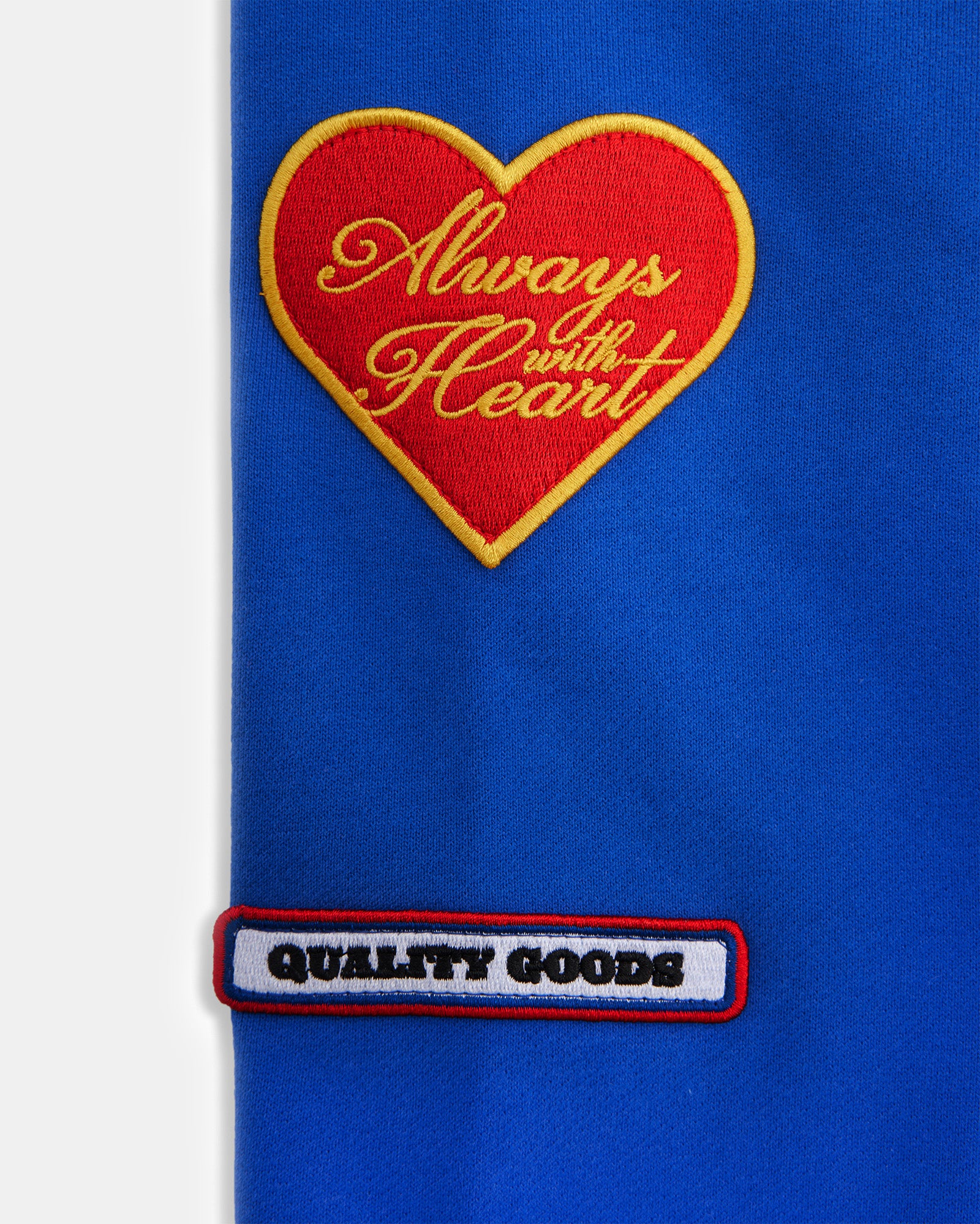 &#39;Always with Heart&#39; Patchwork Crewneck (Royal Blue)